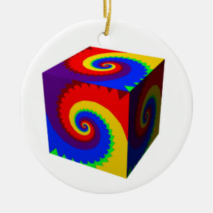 Rainbow Spiral Cube Keramisch Ornament