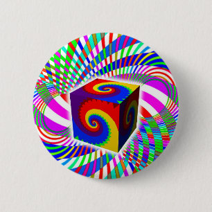 Rainbow Spiral Cube Ronde Button 5,7 Cm