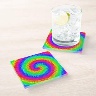 Rainbow Spiral Mosaic Tile Glazen Onderzetter