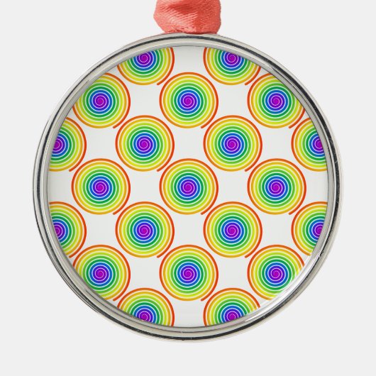 Rainbow Spiral Pattern Metalen Ornament (Voorkant)