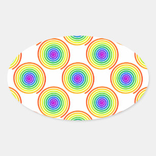 Rainbow Spiral Pattern Ovale Sticker