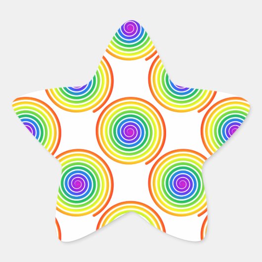 Rainbow Spiral Pattern Ster Sticker (Voorkant)