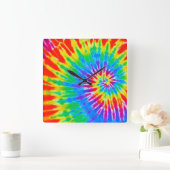 Rainbow Spiral Tie Dye Clock Vierkante Klok (Huis)