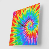 Rainbow Spiral Tie Dye Clock Vierkante Klok (Hoek)