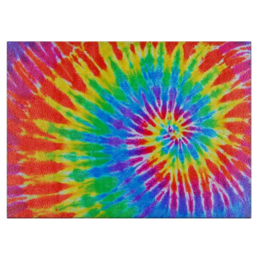 Rainbow Spiral Tie Dye Glass Cutting Board Snijplank (Voorkant)