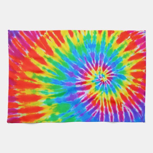 Rainbow Spiral Tie Dye Kitchen Towel Theedoek (Horizontaal)