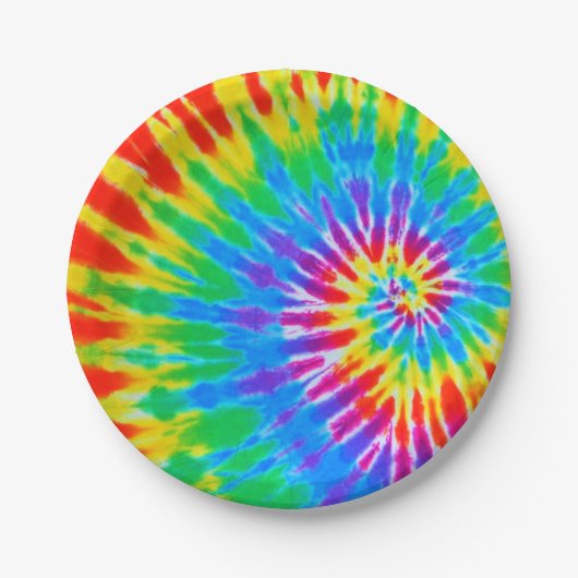 Rainbow Spiral Tie Dye Papieren Bordje (Voorkant)