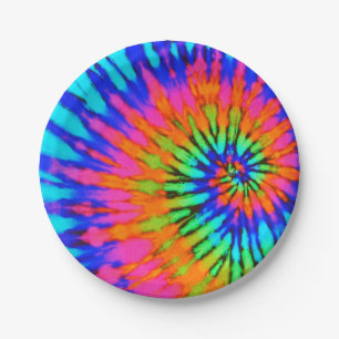 Rainbow Spiral Tie Dye Papieren Bordje