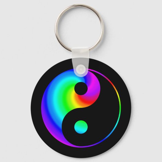 Rainbow Spiral Yin Yang Symbol Sleutelhanger (Voorkant)