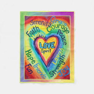 Rainbow Spirit Words Blanket Fleece Deken