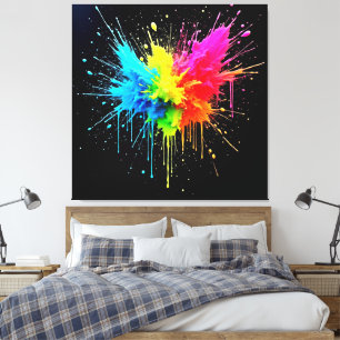 Rainbow Splash Powder Art Canvas Afdruk