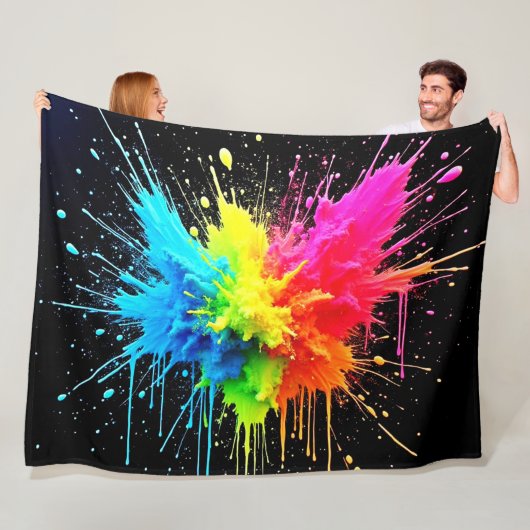 Rainbow Splash Powder Art Fleece Deken (In situ)