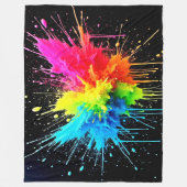 Rainbow Splash Powder Art Fleece Deken (Voorkant)