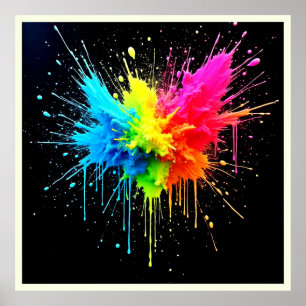 Rainbow Splash Powder Art Poster