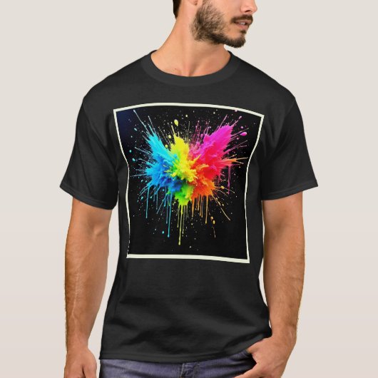Rainbow Splash Powder Art T-shirt (Voorkant)