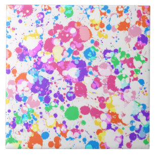 Rainbow Splatter Art Colorful Splashes Tegeltje