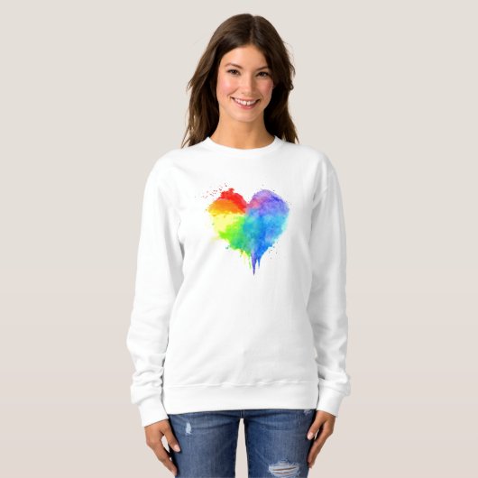Rainbow Splatter Heart Sweatshirt (Voorkant volledig)