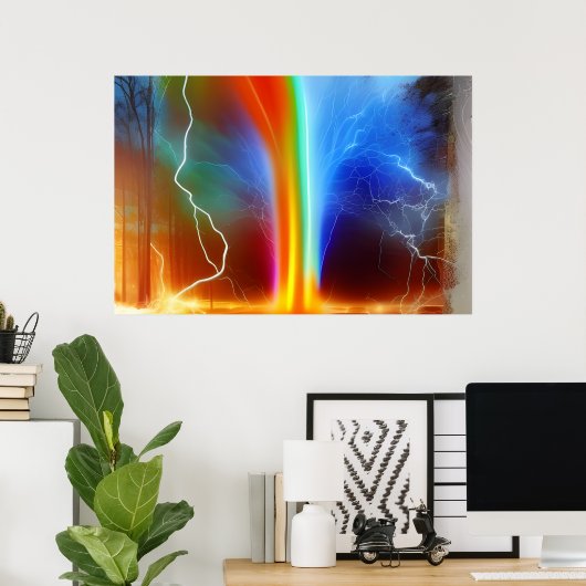 Rainbow Split Lightning Poster (Thuiskantoor)