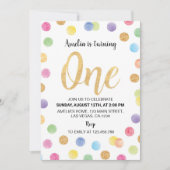Rainbow Spot 1er anniversaire Invitation Pois (Devant)