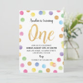 Rainbow Spot 1er anniversaire Invitation Pois (Debout devant)