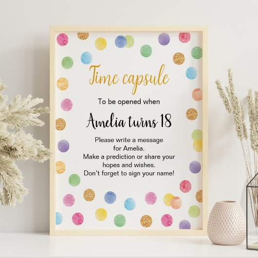 Rainbow Spot Verjaardag Tijd Capsule Teken Poster