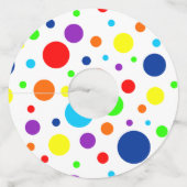 Rainbow Spots Papier Wijnglas Labels (Voorkant)