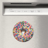 Rainbow Sprinkle Donut 3-inch ronde magneet (Insitu (Vaatwasser))