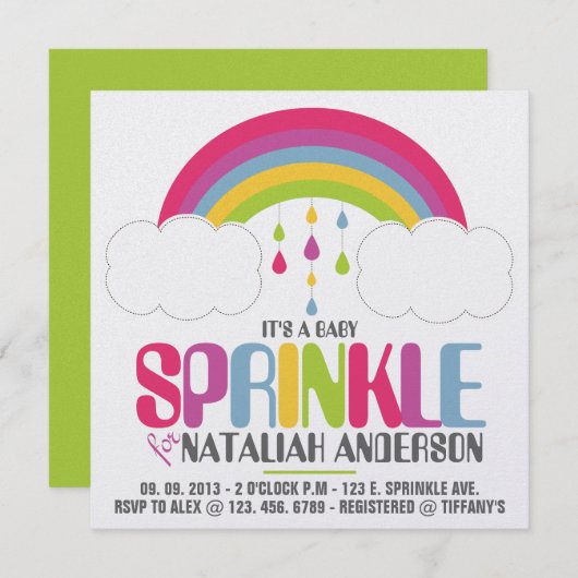 RAINBOW SPRINKLE Invitation Kaart (Voorkant / Achterkant)
