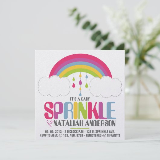 RAINBOW SPRINKLE Invitation Kaart (Staand voorkant)