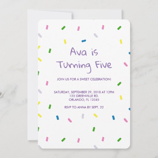 Rainbow Sprinkles Anniversaire Invitation Motif (Devant)