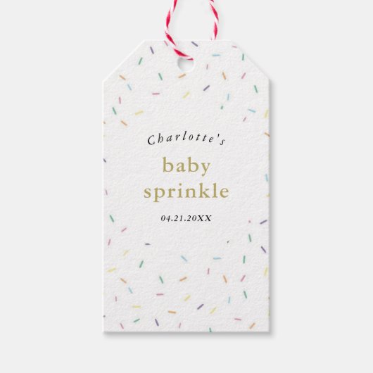 Rainbow Sprinkles Baby Sprinkle uitnodiging Cadeaulabel (Voorkant)