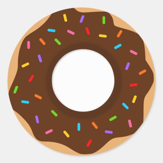 Rainbow Sprinkles Chocolate Donut Ronde Sticker (Voorkant)
