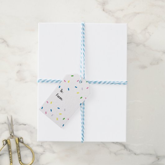 Rainbow Sprinkles Pattern Cadeaulabel (Met Touw)