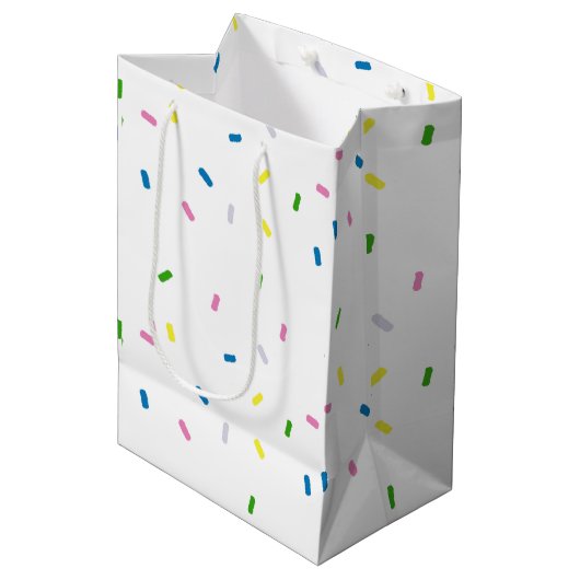 Rainbow Sprinkles Pattern Party Medium Cadeauzakje (Voorkant Gekanteld)