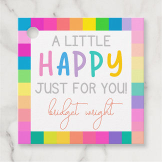Rainbow Square Border Girls Gift Label