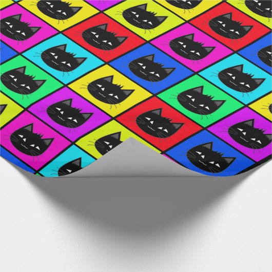 Rainbow Square Cat Pattern Cadeaupapier (Hoek)