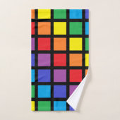 Rainbow Squares Black Bad Handdoek (Handdoek)