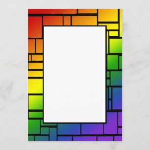Rainbow Squares Border Uitnodiging
