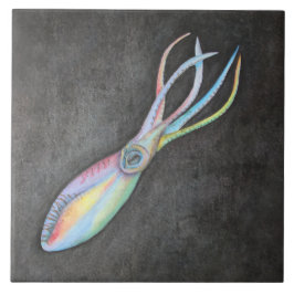 Rainbow Squid Ceramic Tile Tegeltje