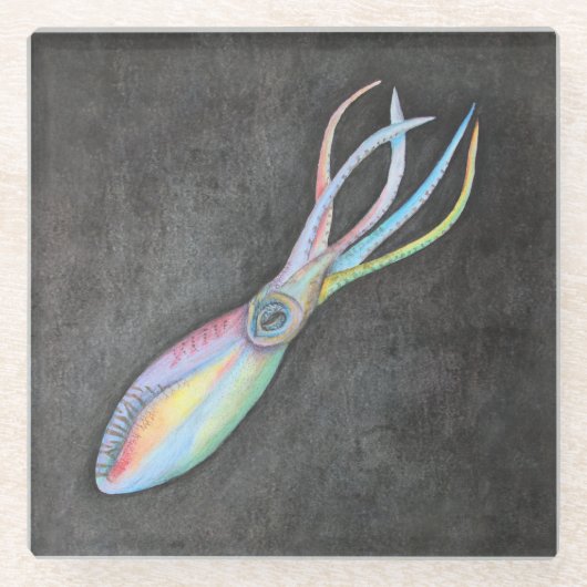 Rainbow Squid Glass Onderzetter (Voorkant)