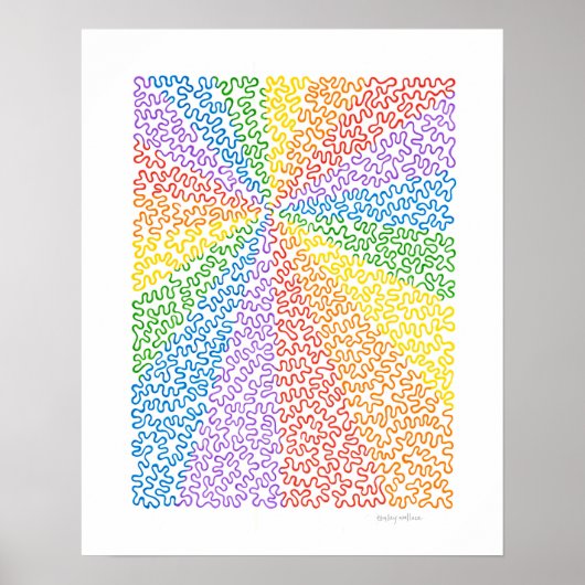 Rainbow Squiggles Line Art Poster (Voorkant)