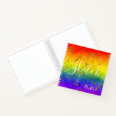 Rainbow Star Abstract Jouw naam Sketchbook Notitieboek (Binnen)