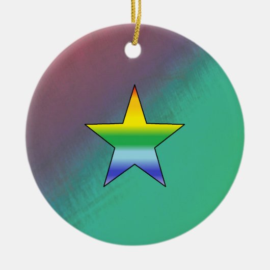 Rainbow Star Keramisch Ornament (Voorkant)