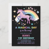 Rainbow Star Unicorn Invitations d'anniversaire (Devant)