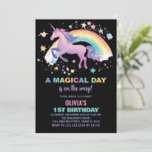 Rainbow Star Unicorn Invitations d'anniversaire (Debout devant)