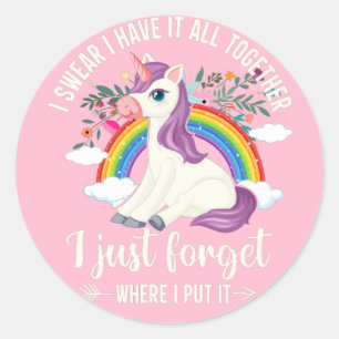 Rainbow Star Unicorn Ronde Sticker