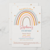 Rainbow Stars Fiver Party Birthday Invitation Kaart (Voorkant / Achterkant)