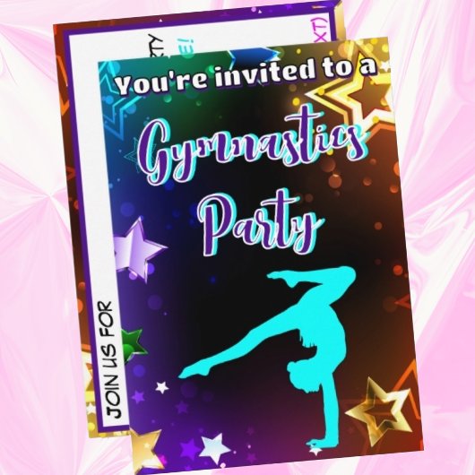 Rainbow Stars Gymnastique Anniversaire Invitation