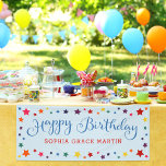 Rainbow Stars sur Sky Blue Joyeux Birthday Kids<br><div class="desc">Des étoiles arc-en-ciel de couleur rétro sur votre choix de couleur arrière - plan. Idéal pour les fêtes d'anniversaire pour les enfants.</div>