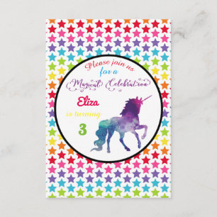 Rainbow Stars Unicorn - Invitation d'anniversaire 